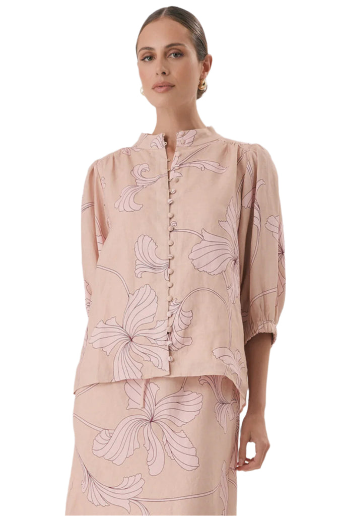 Lilian Salvador Print 3/4 Sleeve Shirt Print Tops Adorne S(8)