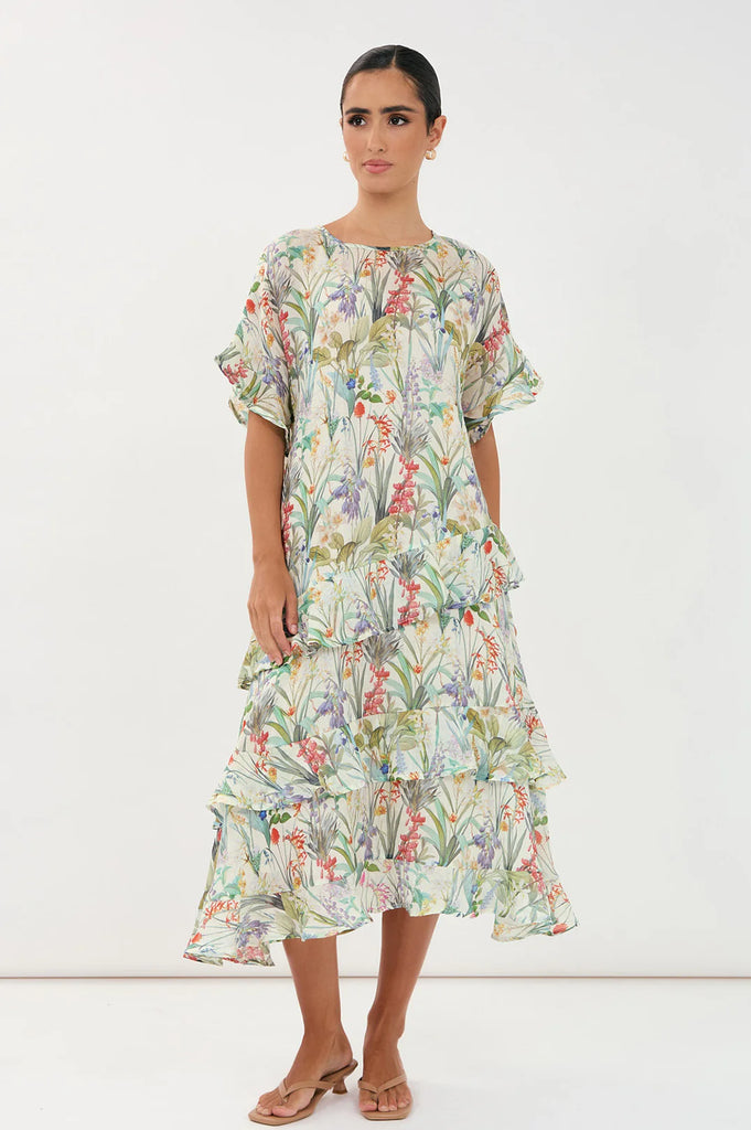 Alana Floral Ramie Midi Dress Floral Dresses Adorne