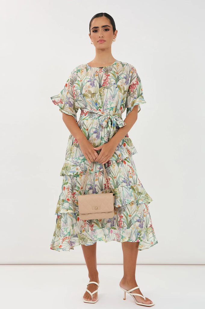 Alana Floral Ramie Midi Dress Floral Dresses Adorne