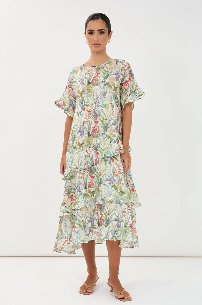 Alana Floral Ramie Midi Dress Floral Dresses Adorne