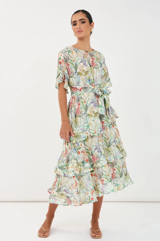 Alana Floral Ramie Midi Dress Floral Dresses Adorne