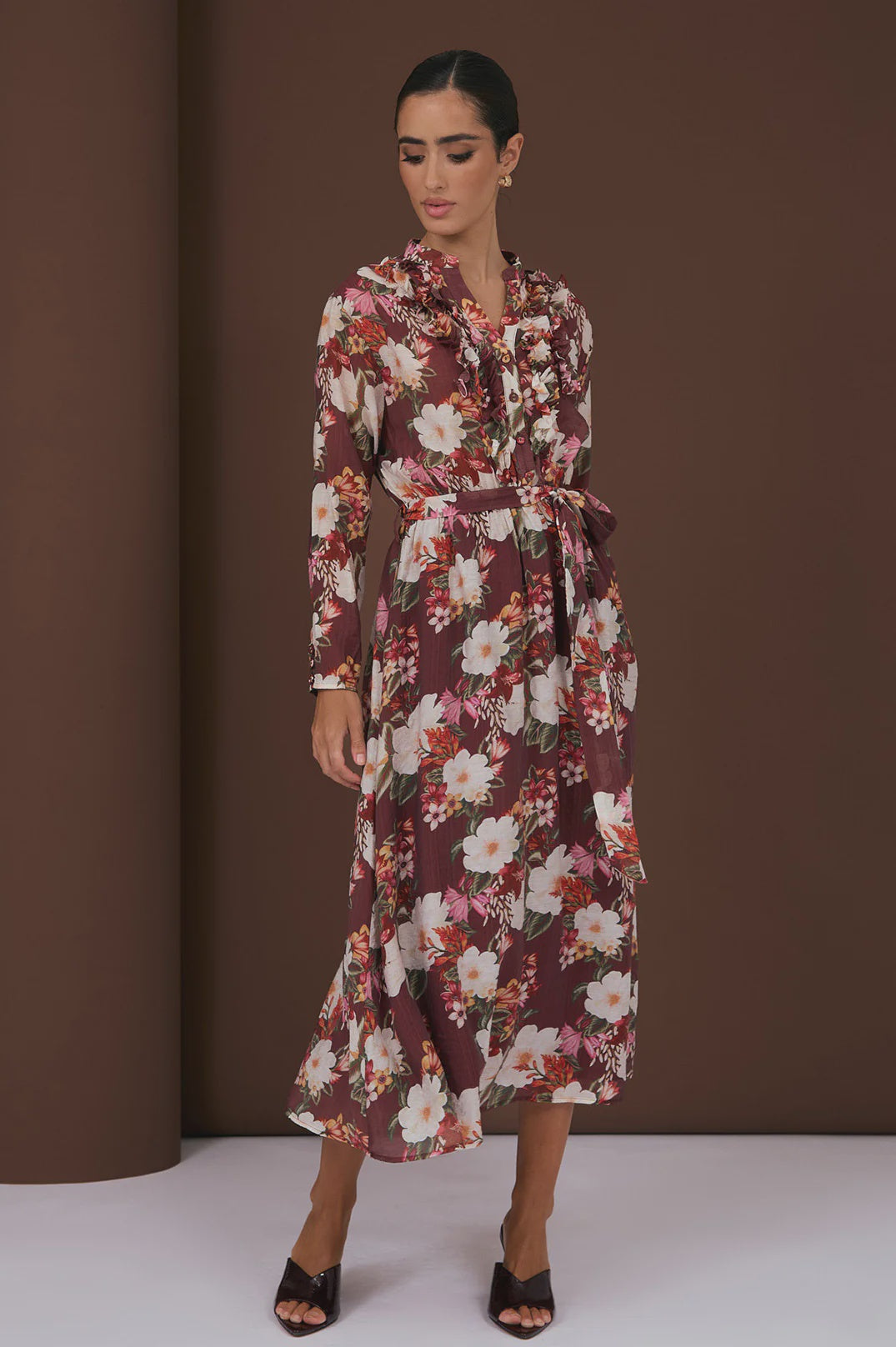 Becca Montilla Print Frill Dress Floral Dresses Adorne