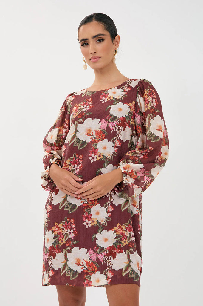 Emery Montilla Print Short Dress Floral Dresses Adorne