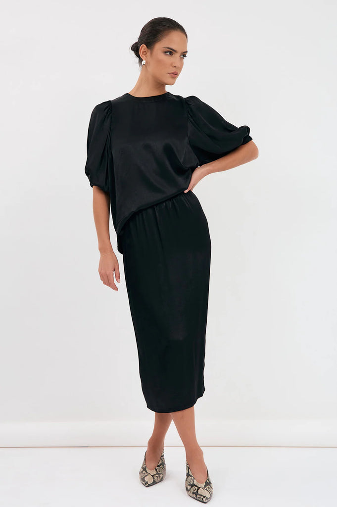 Brook Satin Skirt Black Skirts Adorne
