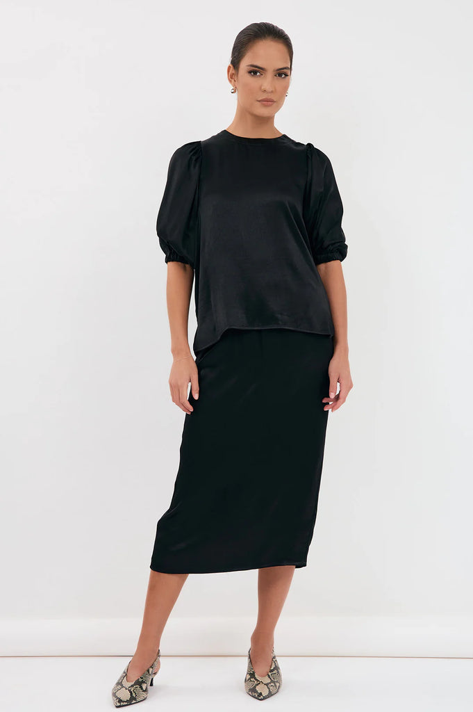 Brook Satin Skirt Black Skirts Adorne