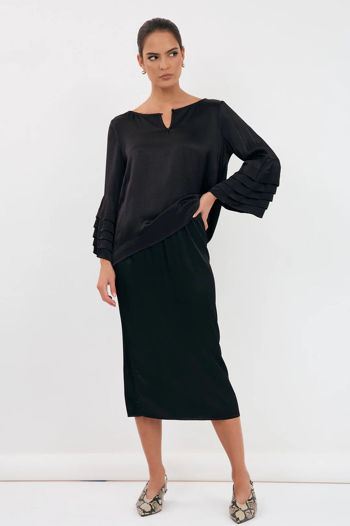 Brook Satin Skirt Black Skirts Adorne