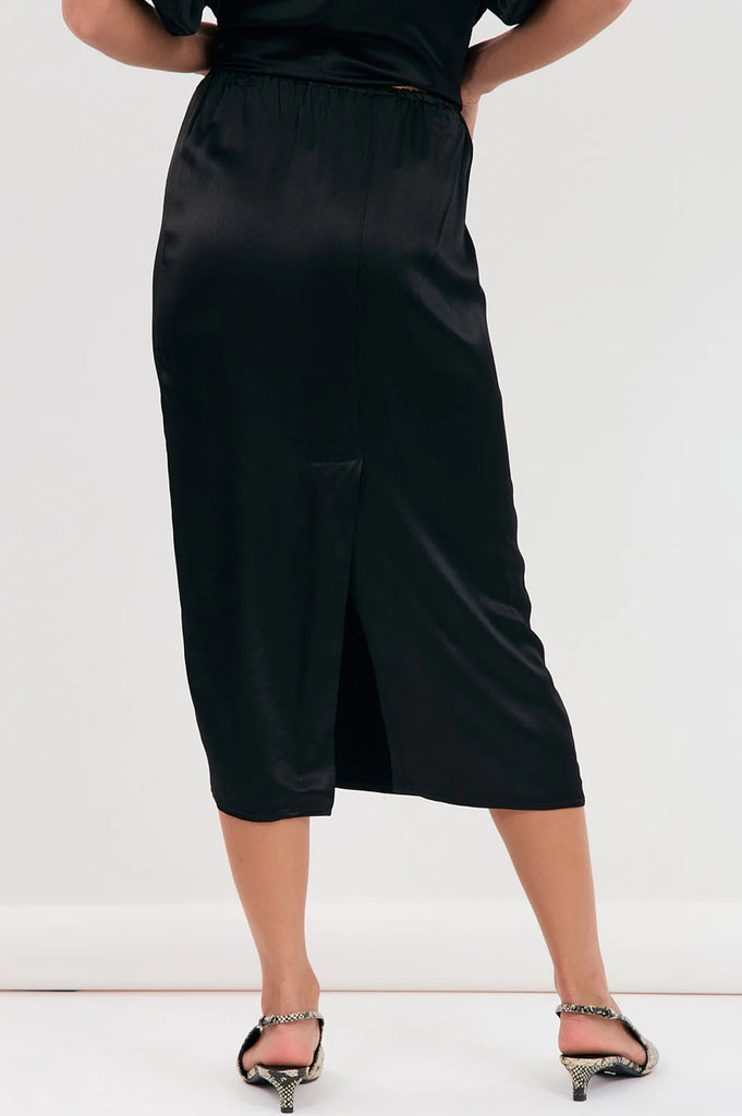 Brook Satin Skirt Black Skirts Adorne