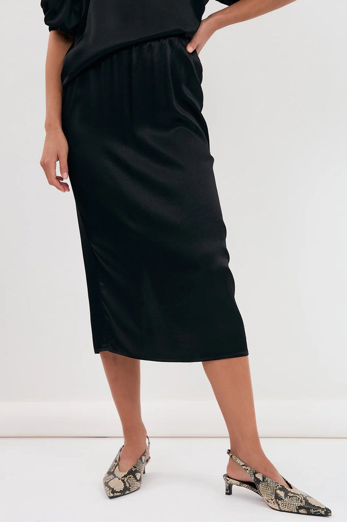 Brook Satin Skirt Black Skirts Adorne