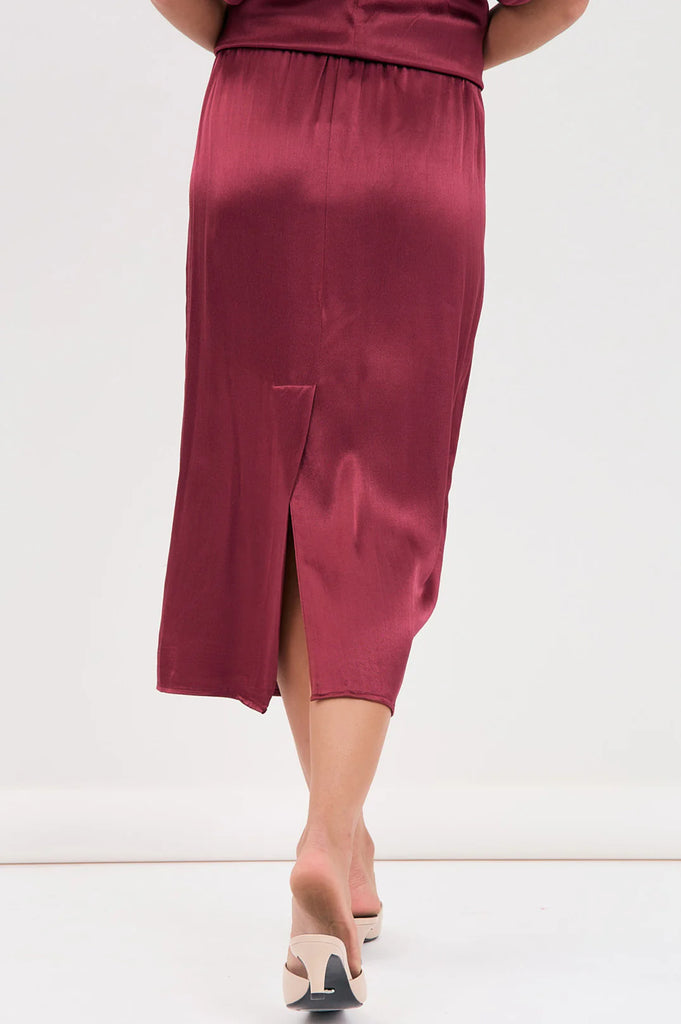 Brook Satin Skirt Burgundy Skirts Adorne
