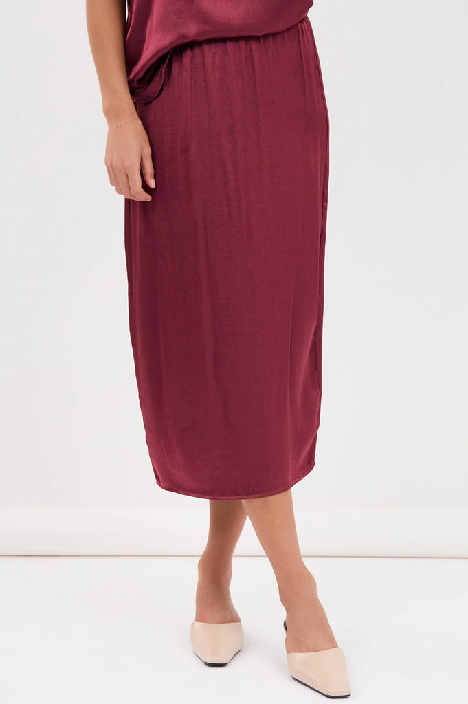 Brook Satin Skirt Burgundy Skirts Adorne