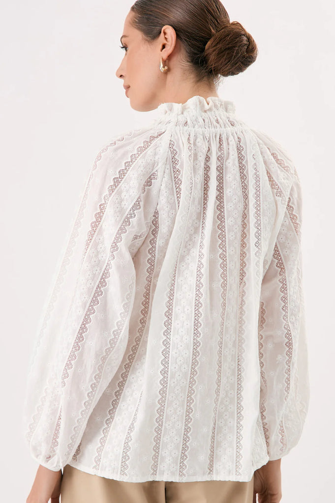Opal Cotton Lace Shirt White Tops Adorne