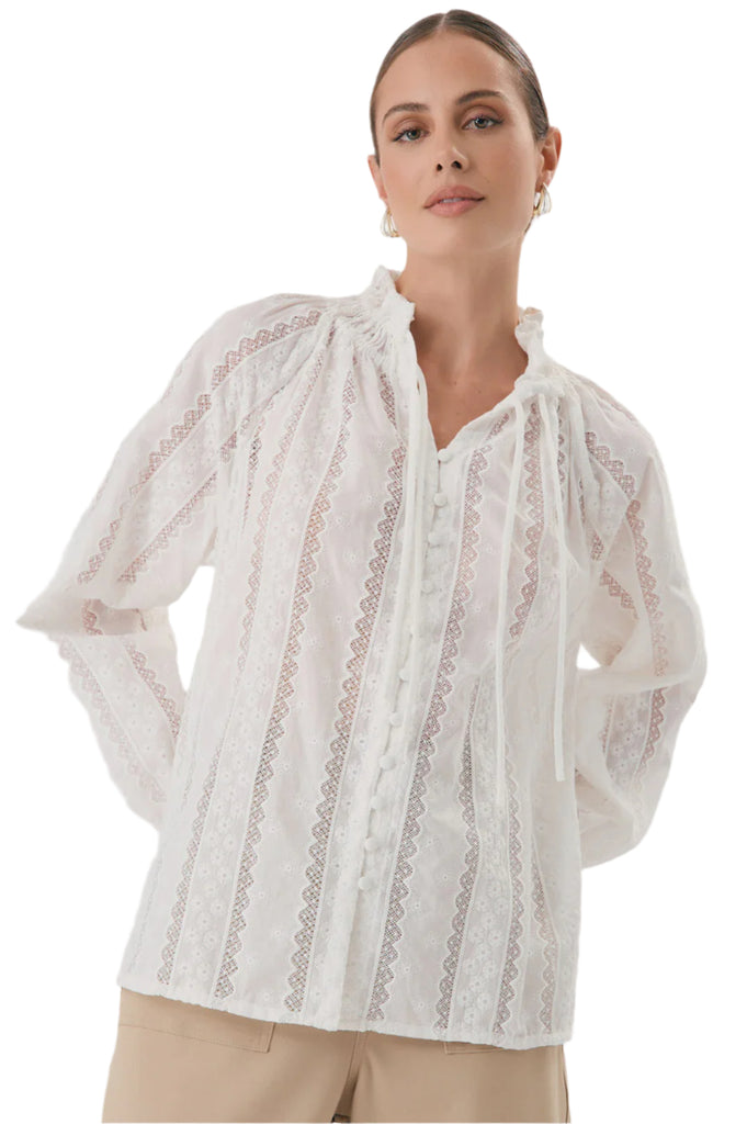 Opal Cotton Lace Shirt White Tops Adorne S(8)
