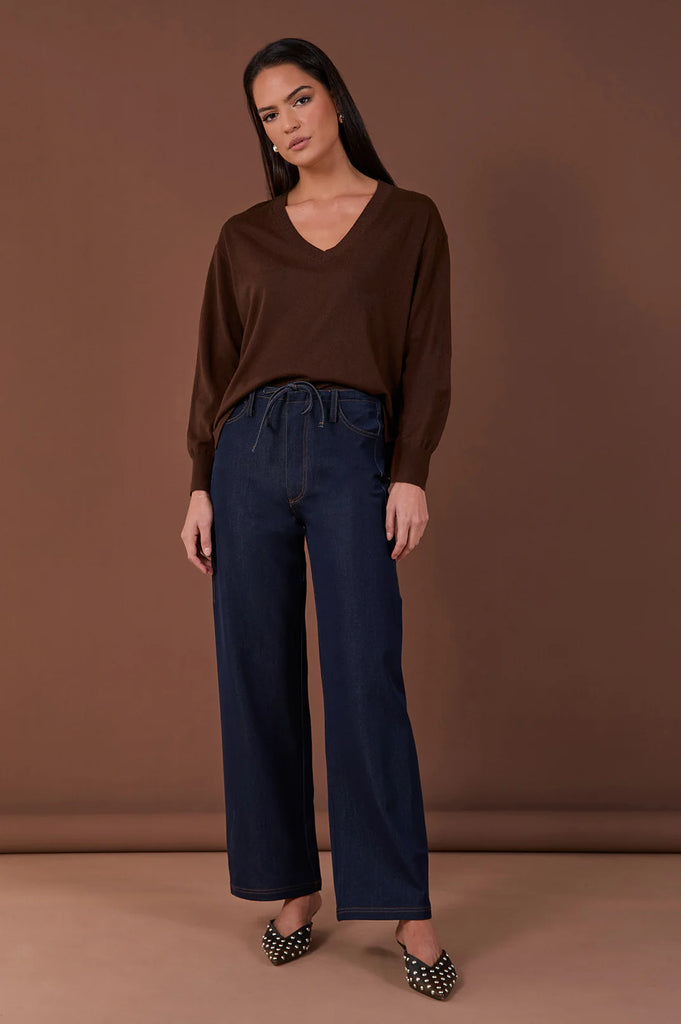 Chandler Drape Denim Pant Bottoms Adorne