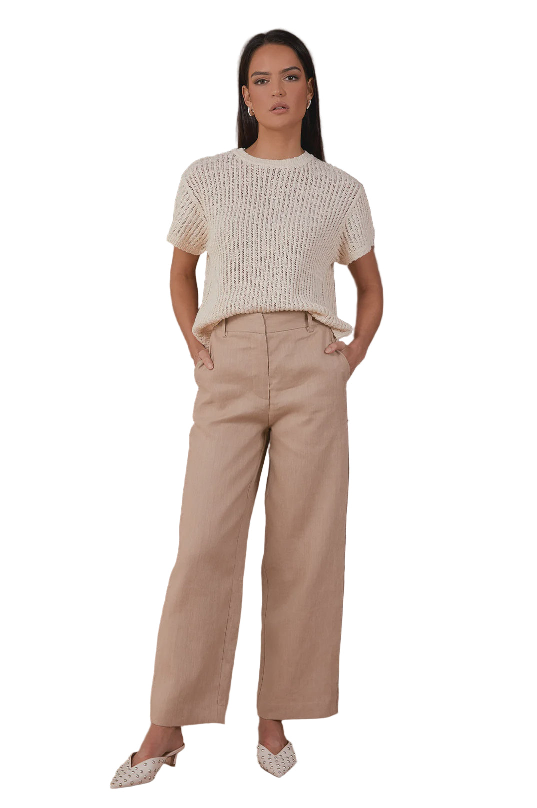 Lulu Wide Leg Linen Pant Camel Bottoms Adorne
