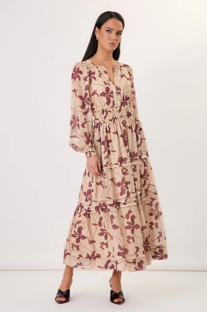 Eliana Long Sleeve Printed Maxi Dress Dresses Adorne