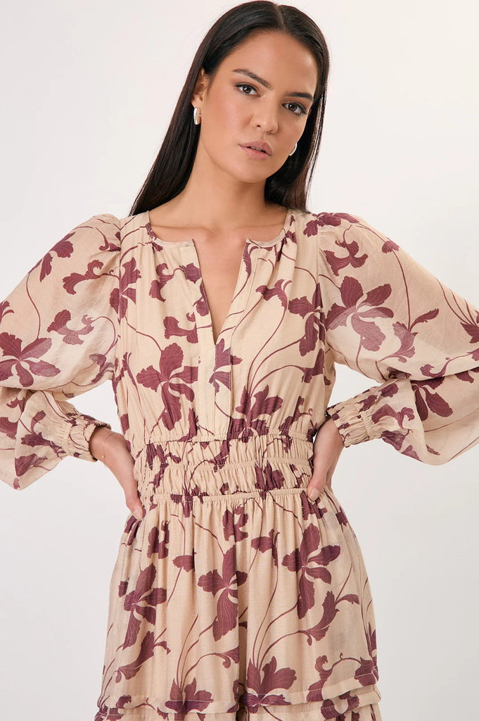 Eliana Long Sleeve Printed Maxi Dress Dresses Adorne