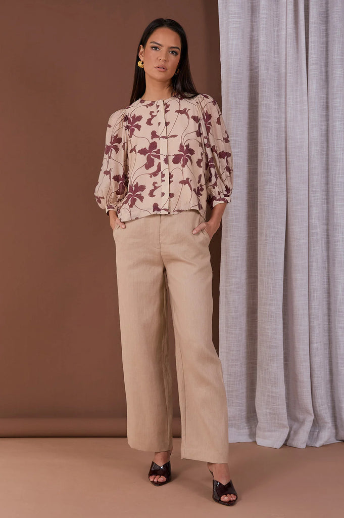 Lauren 3/4 Sleeve Printed Shirt Print Tops Adorne
