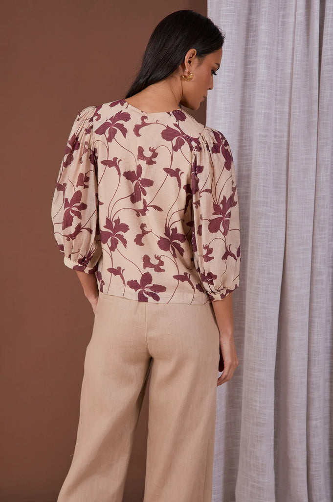 Lauren 3/4 Sleeve Printed Shirt Print Tops Adorne