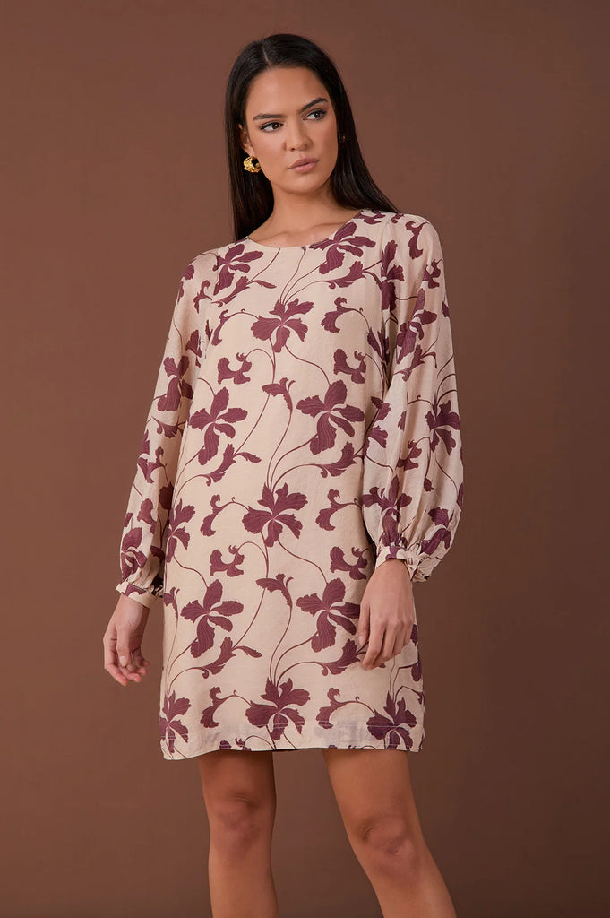 Ingrid Balloon Sleeve Printed Dress Print Dresses Adorne