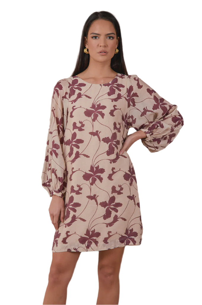 Ingrid Balloon Sleeve Printed Dress Print Dresses Adorne 8