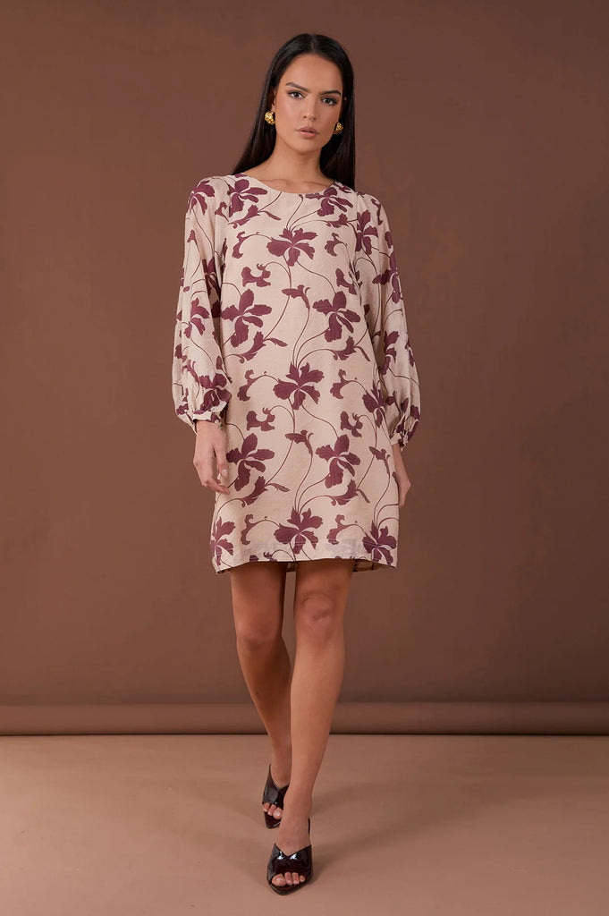 Ingrid Balloon Sleeve Printed Dress Print Dresses Adorne