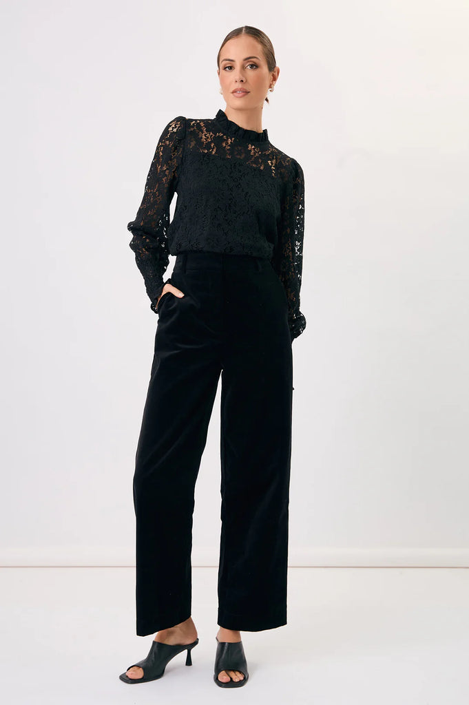Olivia Long Sleeve Lace Top Black Tops Adorne