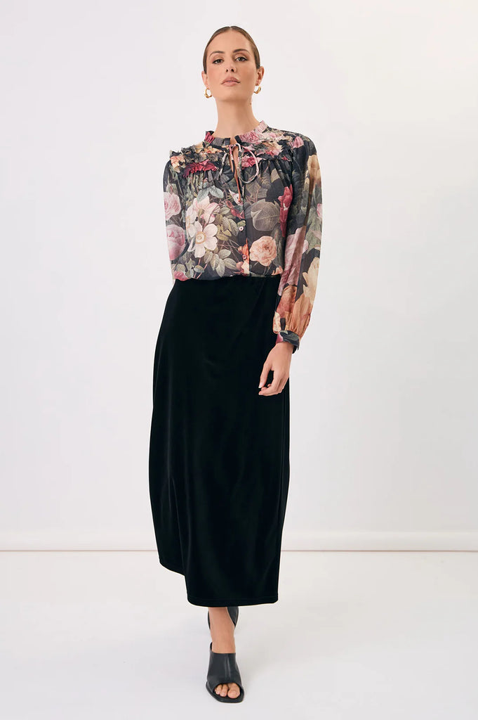 Carrie Floral Frill Shirt Floral Tops Adorne