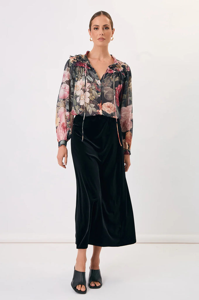 Carrie Floral Frill Shirt Floral Tops Adorne