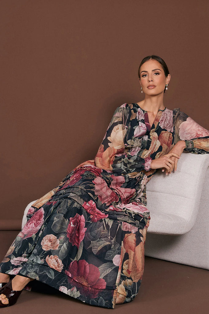 Eliana Long Sleeve Floral Maxi Dress Floral Dresses Adorne