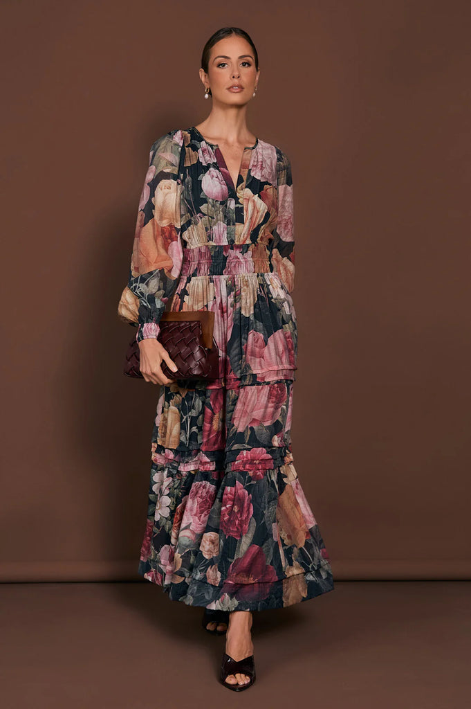 Eliana Long Sleeve Floral Maxi Dress Floral Dresses Adorne