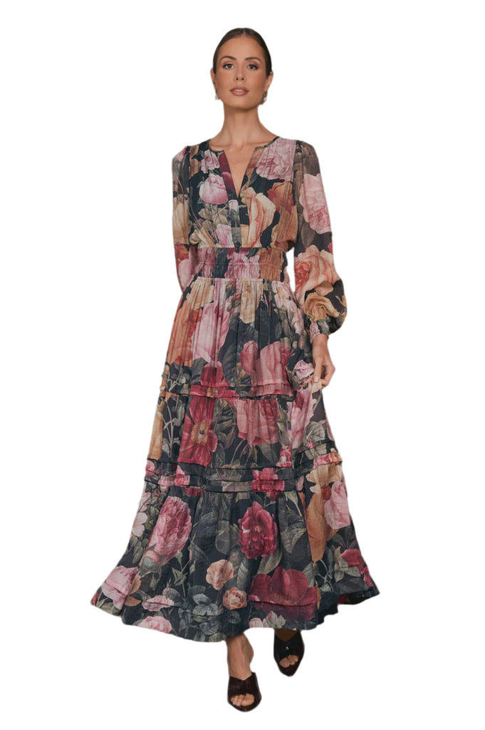 Eliana Long Sleeve Floral Maxi Dress Floral Dresses Adorne 8