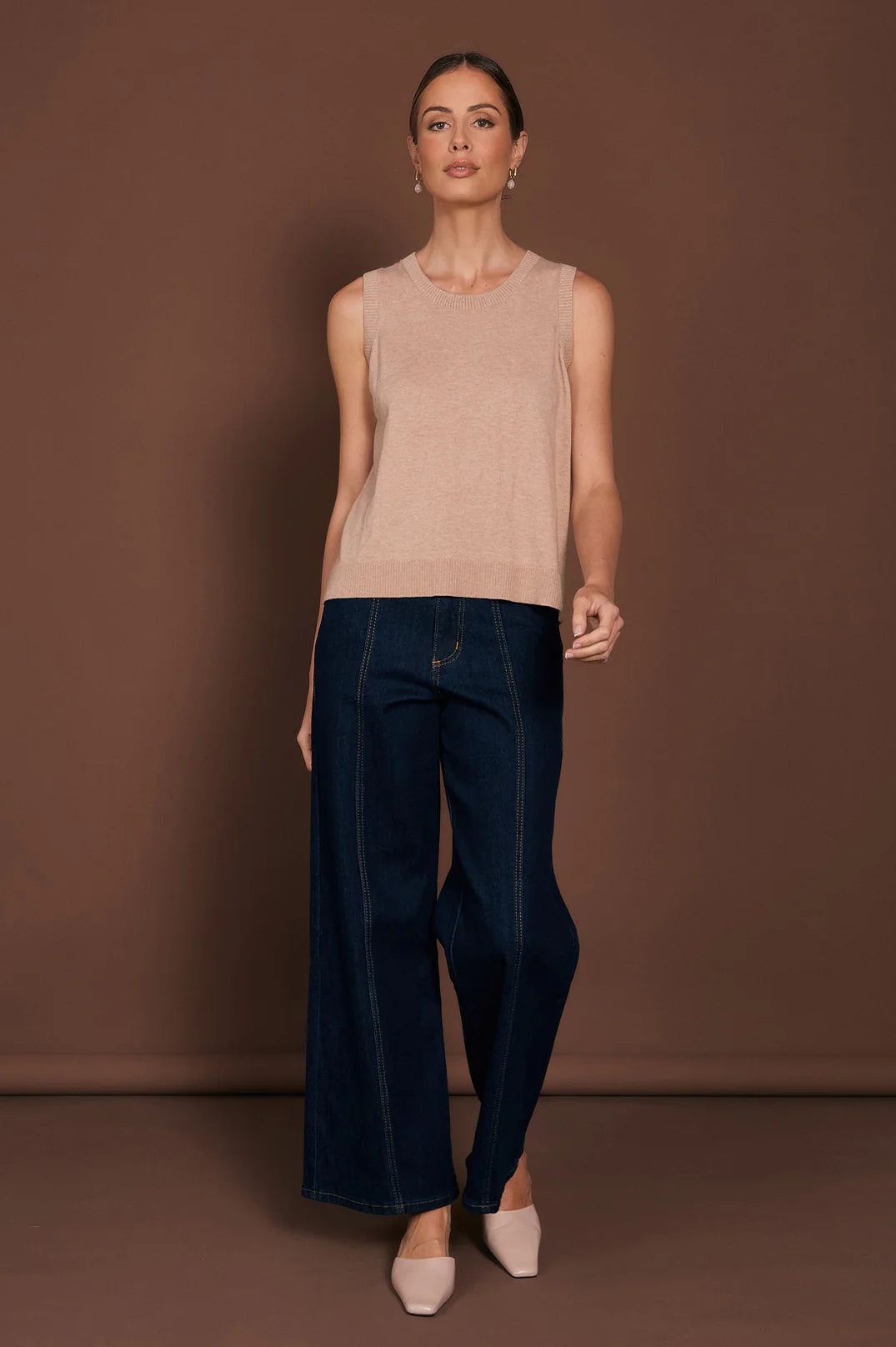 Tilly Cotton Cashmere Knit Top Camel - Global Free Style