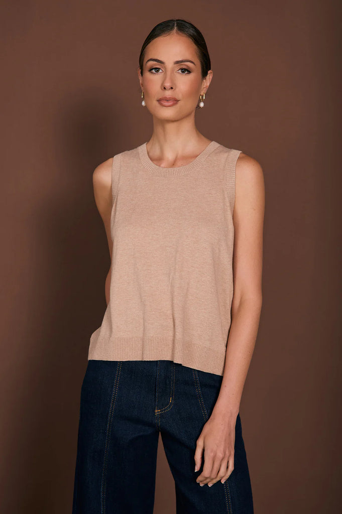 Tilly Cotton Cashmere Knit Top Camel Tops Adorne