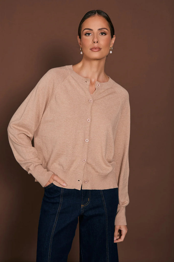 Tilly Cotton Cashmere Knit Top Camel Tops Adorne