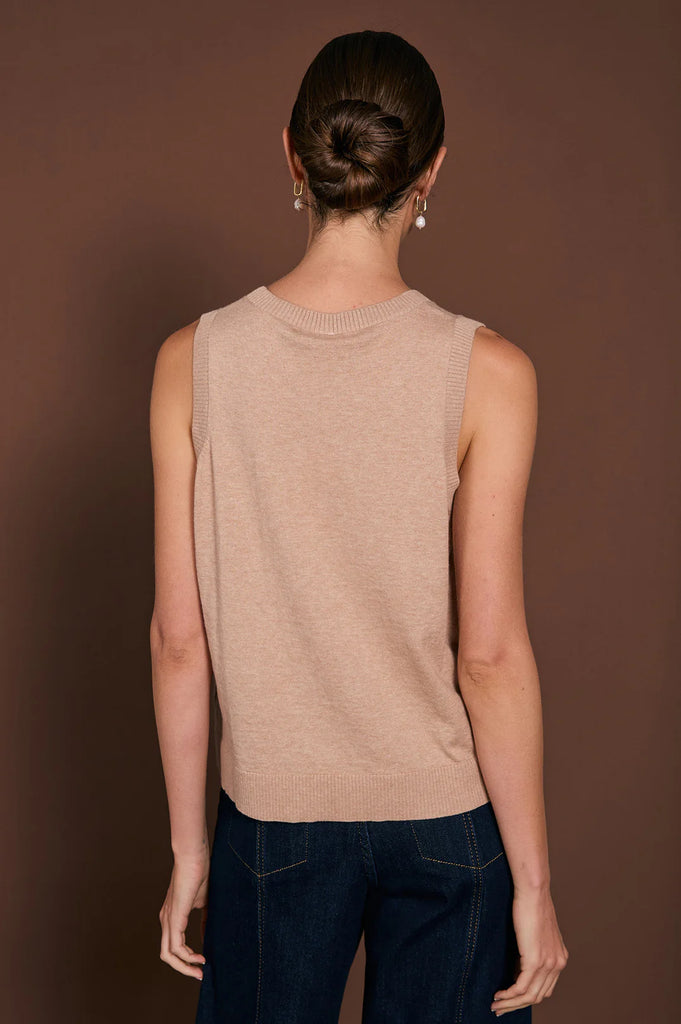 Tilly Cotton Cashmere Knit Top Camel Tops Adorne