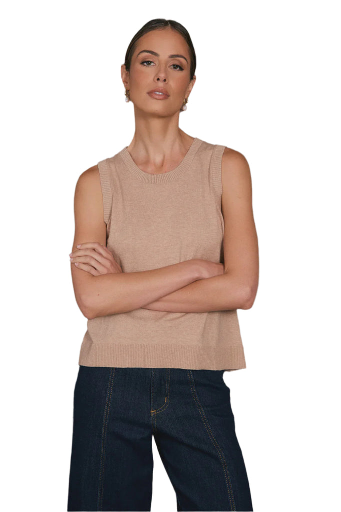 Tilly Cotton Cashmere Knit Top Camel Tops Adorne S(8)