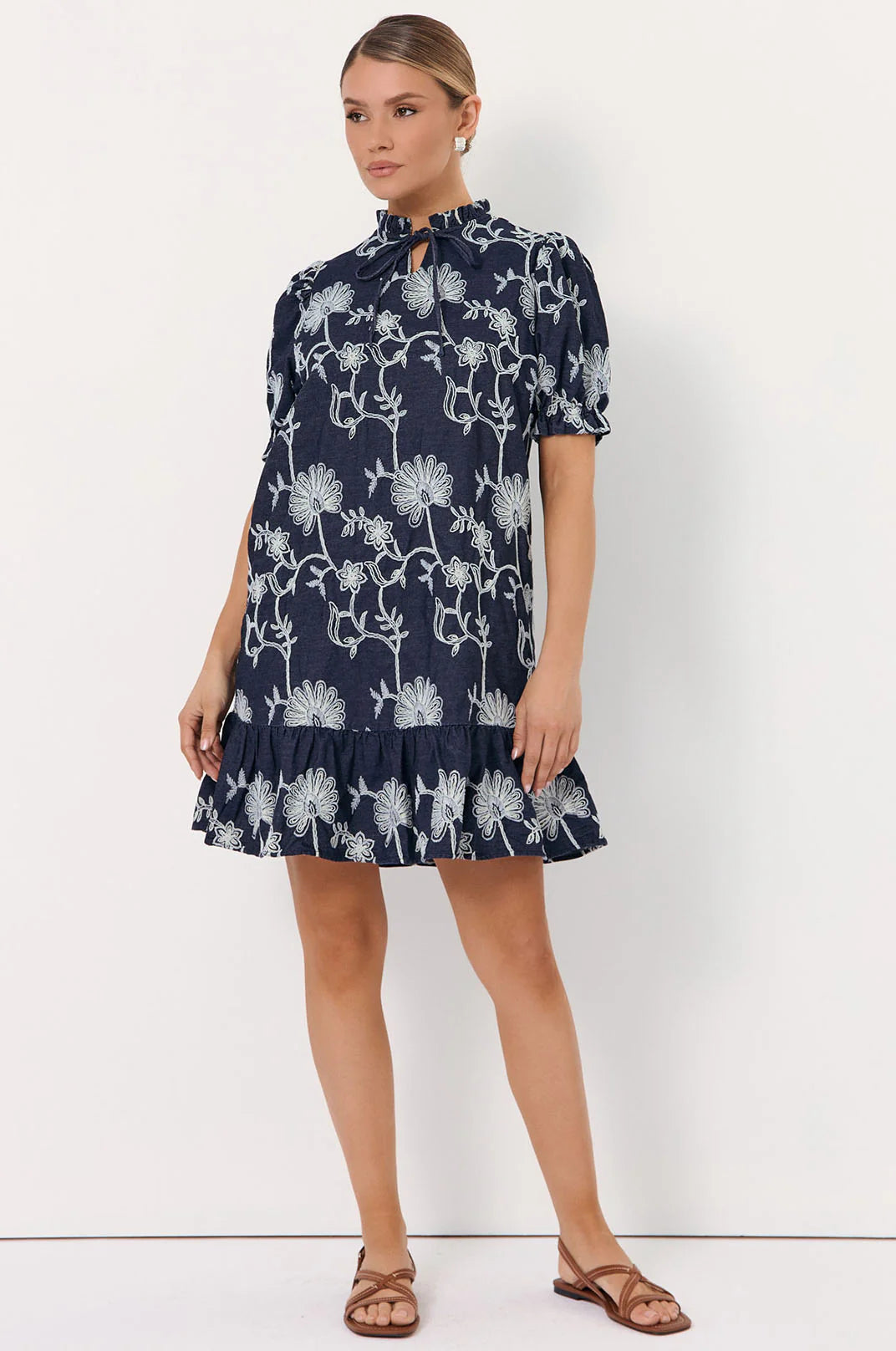 Lolita Embroidered Denim Dress Denim Dresses Adorne