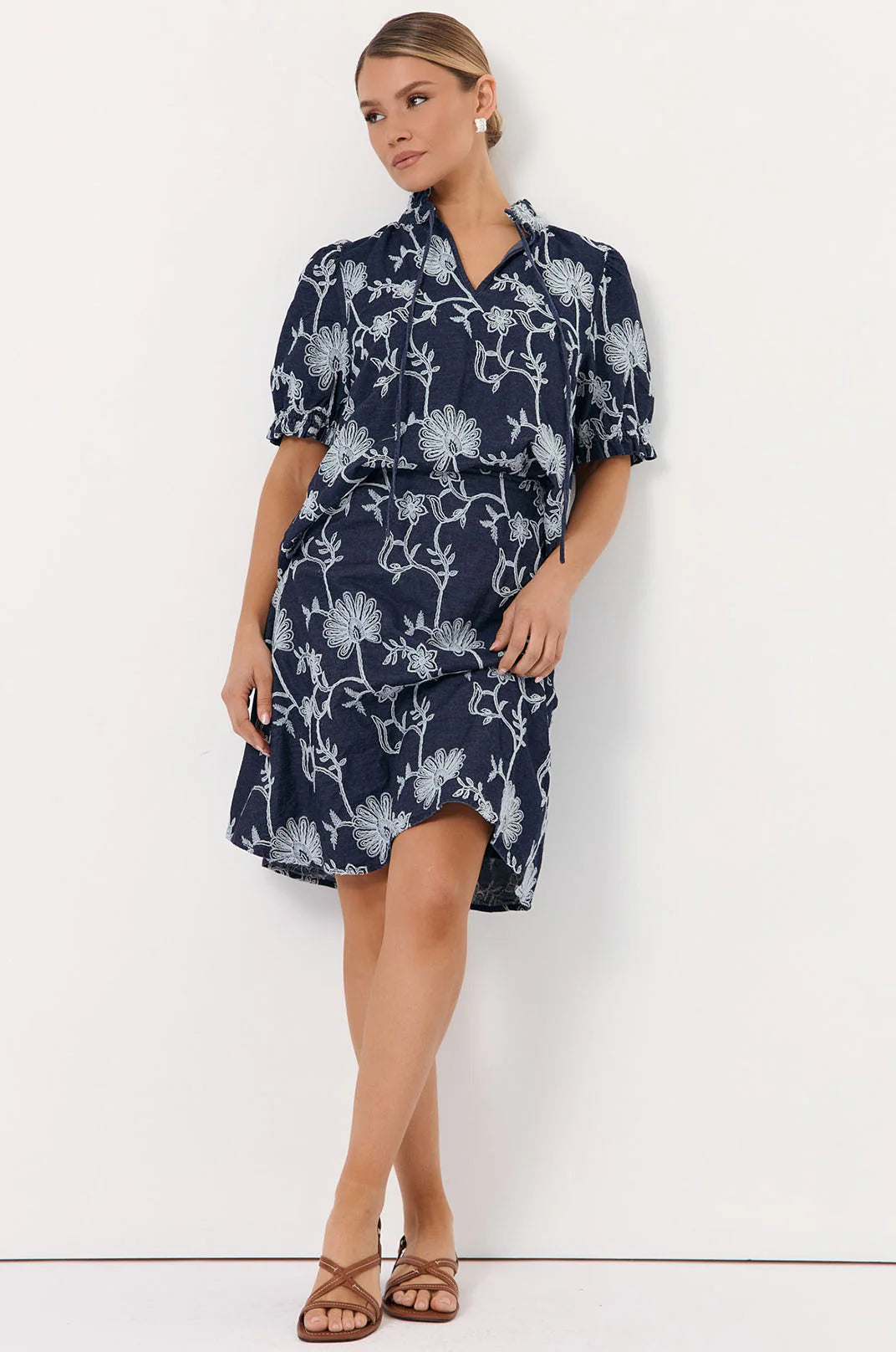 Rita Embroidered Denim Skirt Denim - Global Free Style