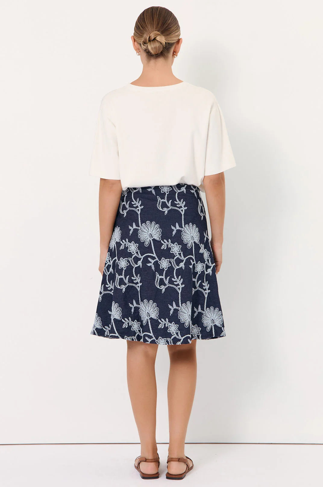 Rita Embroidered Denim Skirt Denim - Global Free Style