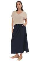 Aspyn Light Weight Denim Midi Skirt Denim - Global Free Style