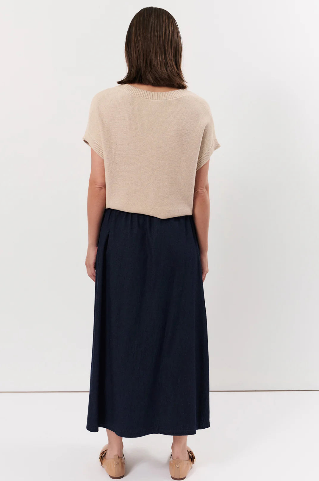 Aspyn Light Weight Denim Midi Skirt Denim - Global Free Style