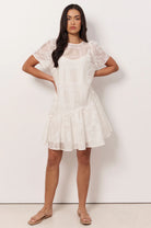 Mirelle Asymmetric Frill Short Dress White - Global Free Style
