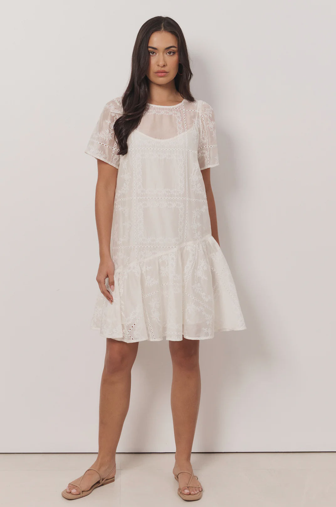 Mirelle Asymmetric Frill Short Dress White - Global Free Style
