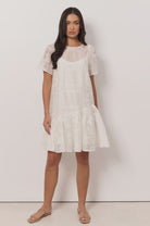 Mirelle Asymmetric Frill Short Dress White - Global Free Style