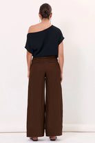 Avalon Wide Leg Linen Pant Chocolate Bottoms Adorne