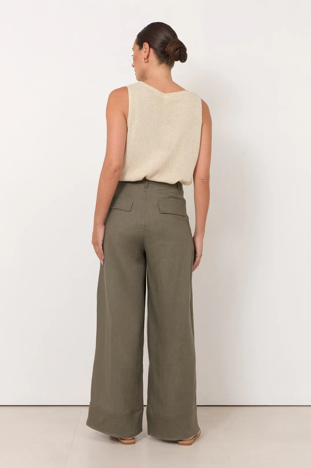 Avalon Wide Leg Linen Pant Khaki - Global Free Style