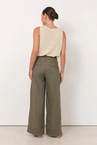 Avalon Wide Leg Linen Pant Khaki - Global Free Style