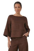 Phoenix Linen Top Chocolate Tops Adorne