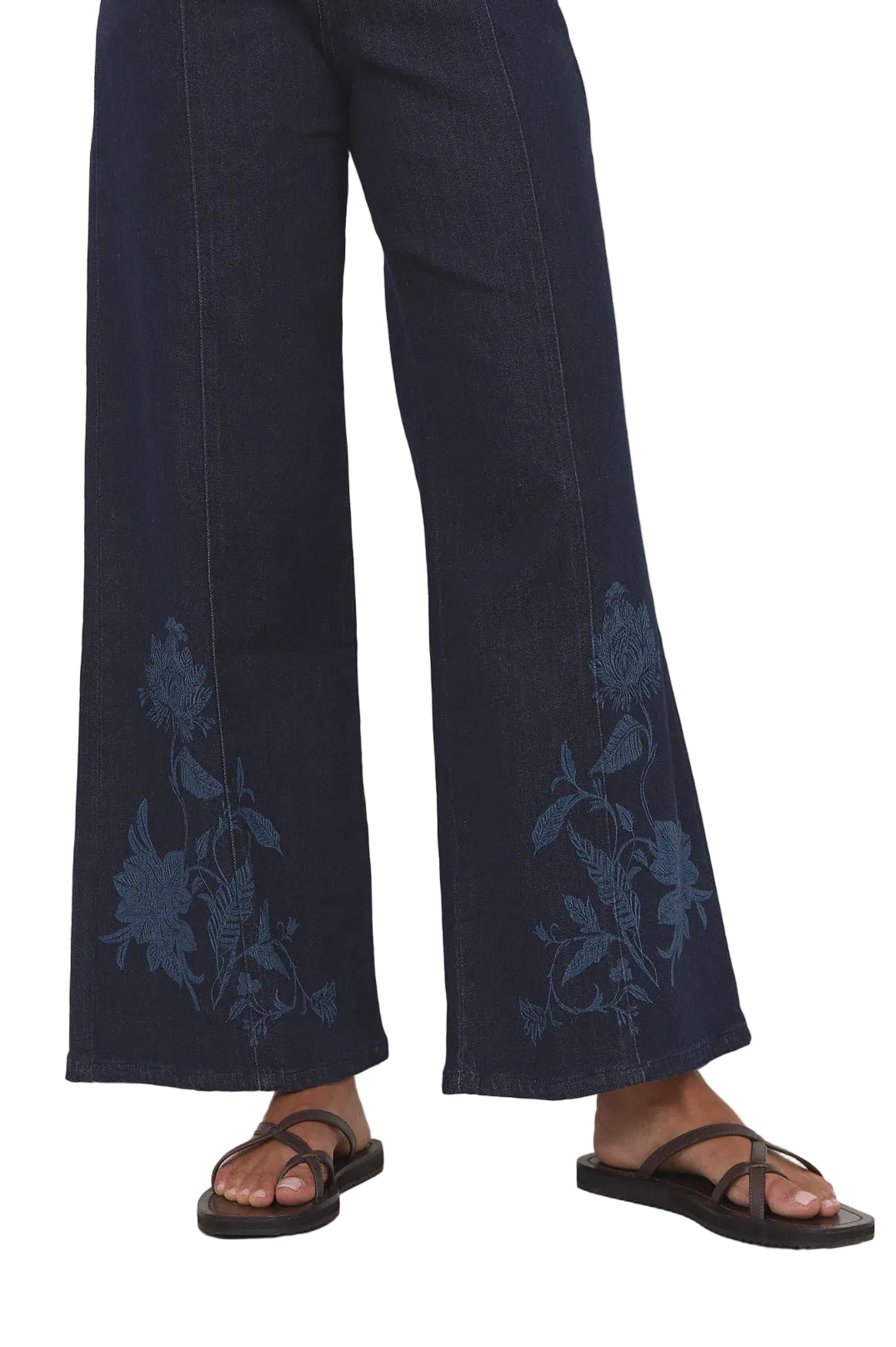 Brody Wide Leg Lazer Print Jean Dark Denim Bottoms Adorne S (8)