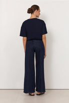 Brody Wide Leg Lazer Print Jean Dark Denim Bottoms Adorne